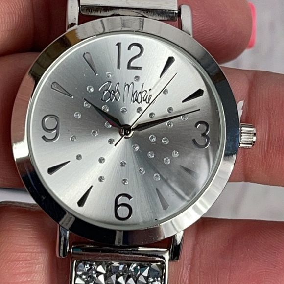 Bob Mackie Silver Glitz Bangle Bracelet Watch Set BM4001-4SS NWT in Gift… - Picture 6 of 15